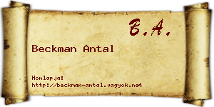 Beckman Antal névjegykártya